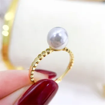 Модное золотое серебряное кольцо с пустыми аксессуарами из жемчуга своими руками, ювелирные изделия из стерлингового серебра S925, подходящие для бусин 7-9 мм