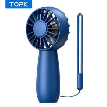TOPK USB Mini Fan Перезаряжаемый Симпатичный Портативный 3-Ступенчатый Ручной Вентилятор Stron Handy Personal Cooling Electric Fan С Powerbank Для Schoo