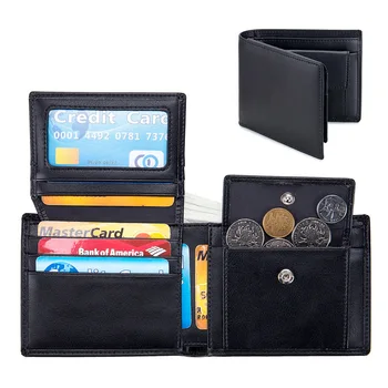 Новый короткий футляр для кредитных карт с RFID-защитой, кошелек из натуральной кожи с отделением для банкнот и монет для мужчин и женщин