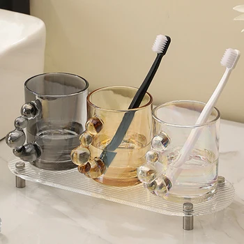 Бытовая ручка из стеклянных бусин, чашка для питья, чашка для чая, чашка для зубной щетки в ванной, жидкость для полоскания рта, пара Чашек для зубной щетки, Набор для хранения зубов