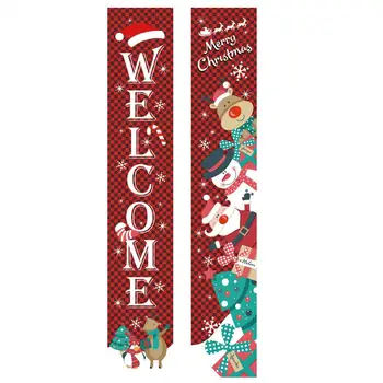 1 пара Добро пожаловать, более толстый макет сцены, Рождественская вывеска на крыльце, настенный куплет, Рождественский приветственный баннер, фестивальные принадлежности