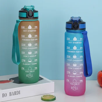 Портативная бутылка для воды, мотивационная спортивная бутылка для воды с отметкой времени, Герметичная чашка для занятий спортом на открытом воздухе, фитнес без BPA