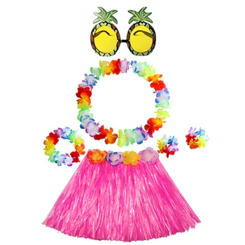 Гавайская юбка из травы Луау Хула с крупным цветочным узором, для танцевального представления, украшения для вечеринок, сувениры, принадлежности