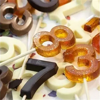 Цифры Форма для леденцов DIY Формы для выпечки Силиконовые 3D Палочки-присоски ручной работы Форма для шоколада Lolly Candy с формой палочки 0-9