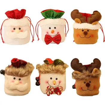 Пакеты для рождественских подарков Сумка для драже с яблочными конфетами на шнурке Упаковка для Счастливого Рождества Новый 2024 год Рождественская упаковка Подарочные пакеты Поставки