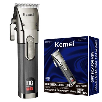 Kemei парикмахерская цельнометаллическая машинка для стрижки волос литиевая профессиональная машинка для стрижки волос для мужчин электрическая машинка для стрижки волос перезаряжаемая