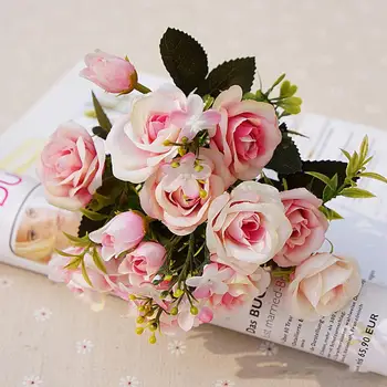 1 Букет Искусственных Цветов, 10 Головок, Декор для дома из искусственных Королевских Роз в европейском стиле для свадебной вечеринки