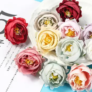 Искусственная роза ручной работы 10шт 4,5 см Головка искусственного цветка Ретро DIY Реалистичная Декоративная головка Домашний Декор