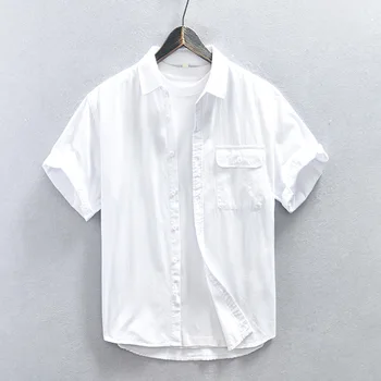 Z938, 100% хлопковая рубашка с коротким рукавом для отдыха, мужская летняя мода, однотонные Простые базовые Классические деловые повседневные Мягкие уютные топы