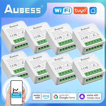 Мини-выключатель с двусторонним управлением AUBESS 16A WiFi Smart Switch, управление приложением Tuya Smart Life, поддержка Alexa Google Home Assistant Alice