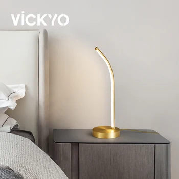 Настольная лампа VICKYO Nordic Креативная светодиодная прикроватная лампа для чтения, медная прикроватная настольная лампа для гостиной, спальни, кабинета, ночник