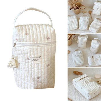 Милая сумка для мамы с вышивкой на молнии, сумки для подгузников для новорожденных, органайзер для хранения подгузников в коляске, косметичка для макияжа