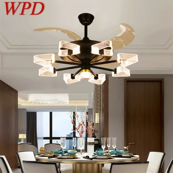 WPD Современные потолочные вентиляторы с дистанционным управлением Невидимые лопасти вентилятора светодиодные для домашней столовой Спальни Ресторана