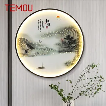 Внутренние настенные светильники TEMOU, светодиодные фрески в китайском стиле, креативные бра для домашнего кабинета, спальни