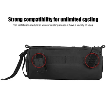 Многофункциональная сумка для хранения на передней раме велосипеда RZAHUAHU объемом 2,5 л, водонепроницаемая, 5 способов установки, портативная, с несколькими карманами.