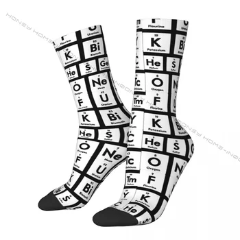 Винтажные элементы периодической таблицы Менделеева, мужские носки, химия, химик, наука, унисекс, Harajuku, бесшовные носки с принтом, подарок для мальчиков