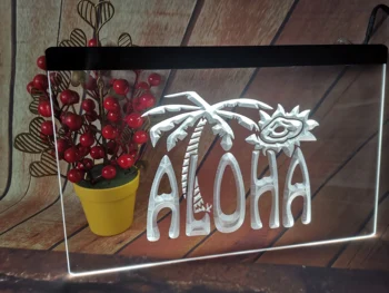 Aloha Palm Tree Enseigne Lumineuse Неоновая Вывеска СВЕТОДИОДНЫЙ Настенный Светильник Настенный Декор Загорается Неоновая Вывеска Спальня Бар Вечеринка Рождество Свадьба