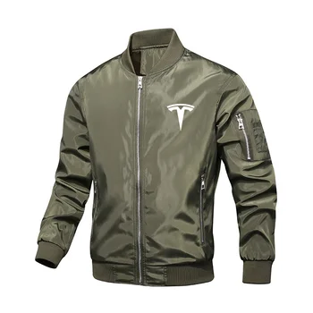 2023 Модная куртка Tesla Car, мужская ветровка с деловым воротником, куртка пилота, Весеннее повседневное мужское пальто большого размера, M-7XL