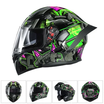 Мотоциклетный шлем с полным лицом, откидные шлемы, Мотоциклетный шлем для мотокросса, аксессуары для мотоциклов для мужчин и женщин, аксессуары для мотоциклов