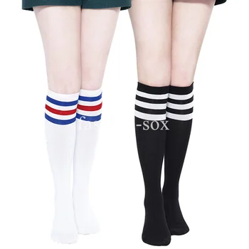 Компрессионные носки, черно-белые полосатые носки, футбольные носки, длинные носки в стиле 