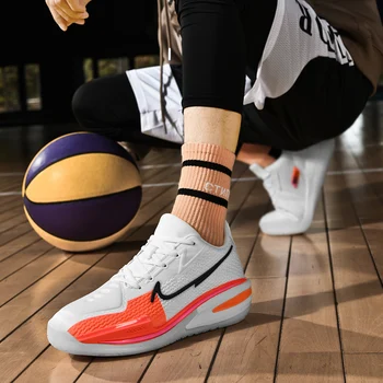 Брендовая профессиональная Мужская баскетбольная обувь для мальчиков, Женские баскетбольные кроссовки, пара противоскользящих мужских баскетбольных ботинок с высоким берцем, дышащие мужские баскетбольные ботинки