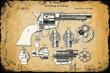 Револьвер Colt Peacemaker Pistol Art - Gun С патентованным принтом Металлический Плакат Жестяная вывеска