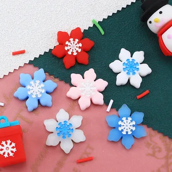Kawaii Cabochon Crafts Flatback Diy Рождественские украшения из смолы в виде снежинок, Головные уборы, аксессуары