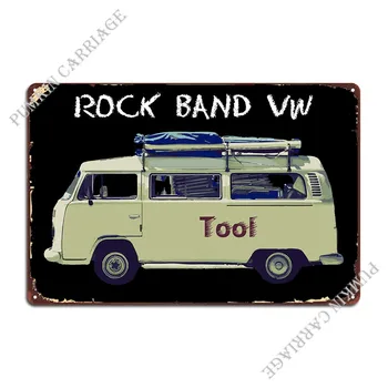 Музыкальная рок-группа Campervan Металлическая табличка, Ржавая кухонная стена, Изготовленная на заказ стена, пещера, жестяной знак, плакат