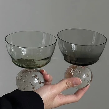 Индивидуальное ретро-светло-зеленое пепельное основание из пузырьковых бусин, стеклянный бокал для коктейлей