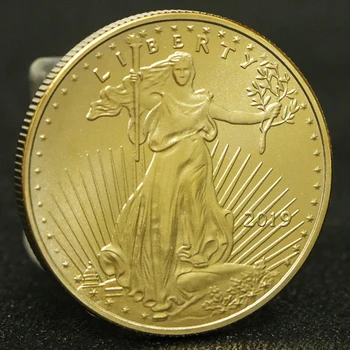 2019 USA Liberty Eagle No Copy Coin American 1 Унция Чистого Золота 33*3 мм Коллекционные Монеты Домашнего декора In God We Trust Рождественские Подарки
