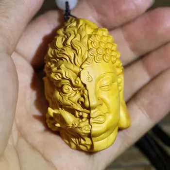 Дьявол, Сатана, голова Божества Будды, резной подарок мужчине из цельного дерева, замечательная резная статуя, деревянная игрушка желтого происхождения