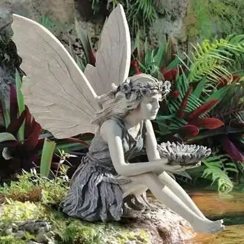 Домашняя Цветочная фея, кормушка для птиц, статуя девушки-Ангела, Декоративные украшения во дворе