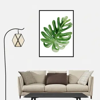 Современный скандинавский Зеленый Лист растения, холст, художественный плакат, настенная картина, домашний декор