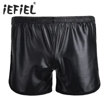 IEFiEL/ новейшие мужские сексуальные шорты-боксеры из искусственной кожи с задним карманом, неженское нижнее белье для ночного белья