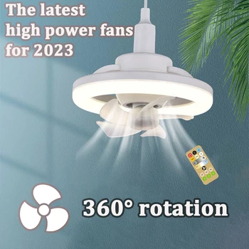 Потолочный вентилятор мощностью 60 Вт E27 со светодиодной подсветкой и дистанционным управлением, Вращающийся на 360 ° Охлаждающий Электрический вентилятор, Лампа-люстра для домашнего декора комнаты