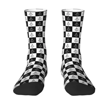 Модные масонские носки в клетку с черно-белым рисунком для растяжки, лето, Осень, Зима, Масонские носки Mason Crew