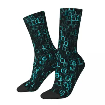 Облако бинарных данных Crazy Men's Socks Coding Geek Developer CPU Унисекс с рисунком харадзюку, забавная новинка, носки для экипажа, подарок для мальчиков