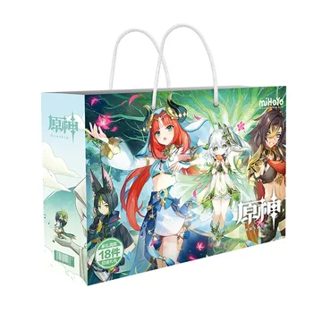 Большой набор Genshin Impact Lucky Gift Bag Сумка для коллекции Игрушек Включает открытку Плакат Значок Наклейки Закладку Подарочные аксессуары