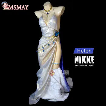 Ms May Game NIKKE： Комплекты костюмов для косплея Богини Победы Хелен, Белое элегантное Сексуальное платье, Наряд для вечеринки, женский