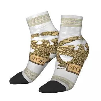 Забавные мужские носки до щиколотки Empire Gold Имперский орел Белый Древние римляне Уличный стиль Бесшовные носки для экипажа Подарочный узор с принтом