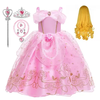 2023 Девушки Спящая Красавица Аврора Принцесса Косплей Платье Детский Рождественский подарок Детская одежда Необычный Праздничный костюм