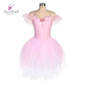 22564 Розовая Длинная Романтическая балетная пачка Для девочек и женщин, Балетный костюм, Танцевальная пачка