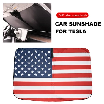 Для Tesla Модель Y 3 X S Флаг США Лобовое Стекло Автомобиля Солнцезащитный Крем Оконная Крышка Козырек Солнцезащитный Козырек Блокирует Защиту От Ультрафиолетовых Лучей Зонтик Coche