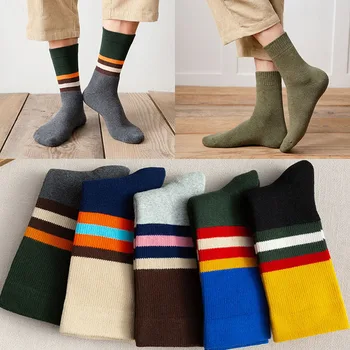Трендовые однотонные мужские махровые носки на плоской подошве, утепленные теплые носки-полотенца