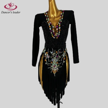Платье для латиноамериканских танцев, высококачественное платье для танцев в необычном стиле, украшенное бриллиантами, профессиональная одежда для сцены ча-ча-танго