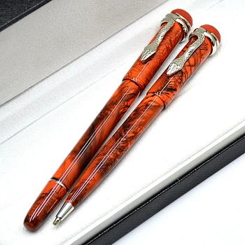 Новая ограниченная серия Heritage Collection MB Ручка-роллер Оранжево-черная Уникальный дизайн Шариковая ручка со змеиным зажимом для офисного письма