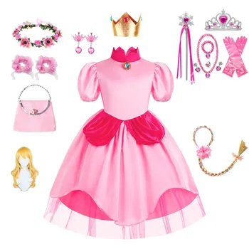 Детская принцесса с персиковой юбкой, Розовое платье, костюм для сценического представления в стиле аниме на Хэллоуин для девочек, ожерелье из Императорского дворца, Аксессуары
