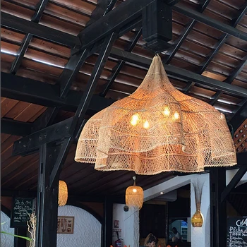 Новая высококачественная лампа из ротанга, подвесные светильники ручной работы в японском стиле для ресторана, Hanglamp, столовая, гостиная, домашний декор