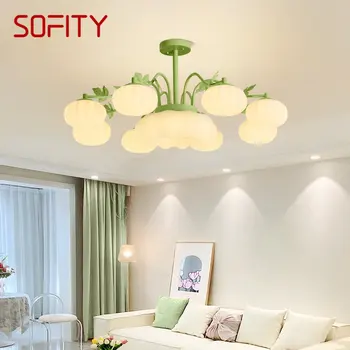 Современные светодиодные потолочные люстры SOFITY Креативный дизайн Зеленая Подвесная лампа для декора дома спальни гостиной