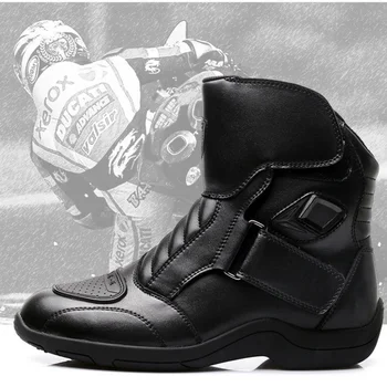 Ботинки для мотокросса, гоночная обувь из микрофибры, защита от столкновений, противоскользящее снаряжение для мотоциклетных ботинок На весь сезон